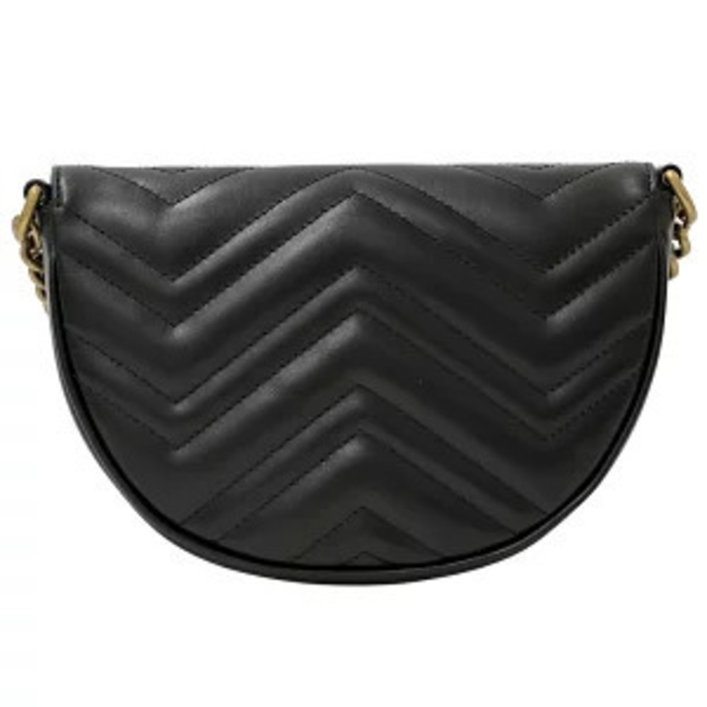 Gucci Leather Quilted GG Chain Bag Crossbody Black Marmont Shoulder Black